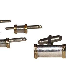 WEH Sterling Silver and 14 kt Gold Cufflinks and S